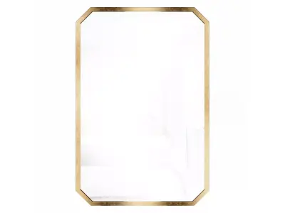 Medium Octagonal Gold Beveled Glass Classic Accent Mirror 3D model