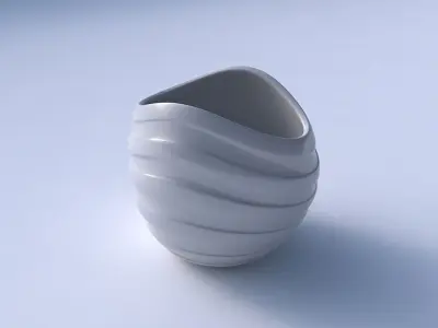 Bowl compressed 3 with smooth horizontal ribbons 3D print model