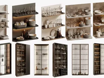 Set of Decorative sets of dishes for the kitchen 3D model