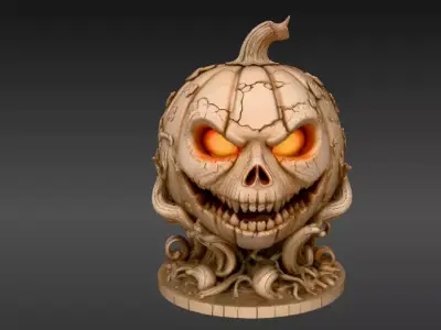 Pumpkin Guardian 3D Model Halloween Pumpkin Print-Ready 3D print model