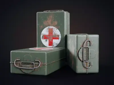 Old med kit Low-poly 3D model