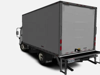 Isuzu NPR 2017 US-Spec Box Truck with Simple Interior  Low-poly 3D model