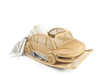 Kids Rattan VW rocking car 3D model