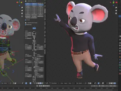 Koala - Rigged using Blenrig in Blender 3D model