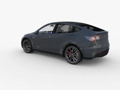 Tesla Model Y AWD Midnight Silver with interior and chassis 3D model