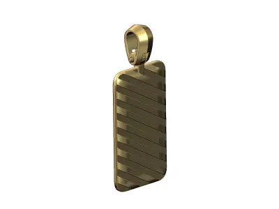 Carved strips rectangular dogtag pendant with bail 3D print model