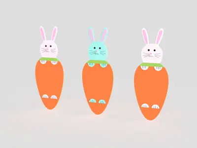 Easter Bunny Card Low-poly 3D model