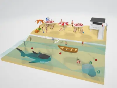 Holiday beach Free 3D model