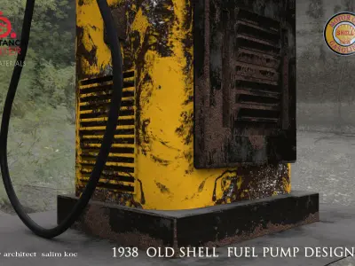  OLD SHELL GASOLINE PUMP DESIGN Low-poly 3D model