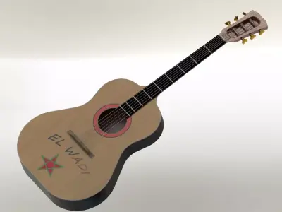 guitar acoustic with star Free 3D model