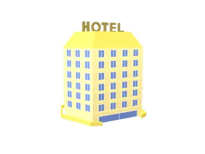 Low Poly Hotel v1 001 Low-poly 3D model