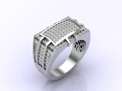 Print Ready STL 3DM  Gents Rings Diamond Men Ring  3D print model 109