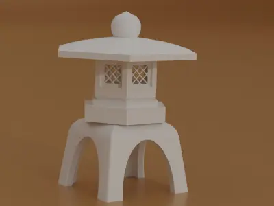 Japanese Stone Lantern Low-poly 3D model