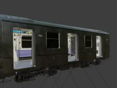 Subway Car Interior with Exterior Low-poly 3D model
