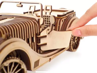 3D Wooden Puzzle Model Vintage Car Roadster VM-01 3D model