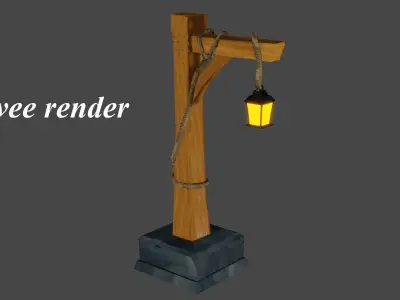 Medieval street lamp Free low-poly 3D model