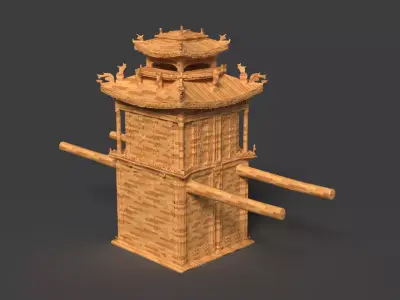 Chinese wedding sedan chair Low-poly 3D model