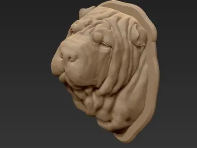 Shar Pei head 3d print model 3D print model