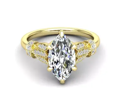 Engagement ring Tina marquise 3D print model
