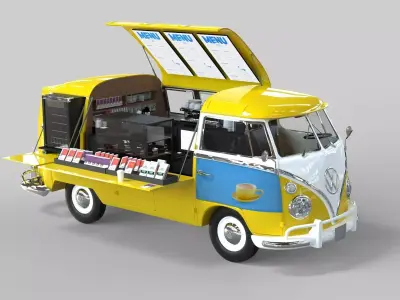 Vintage Volkswagen Samba Mobile Coffee Shop 3D model
