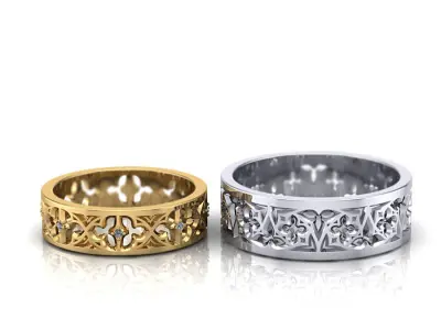 Patterned rings 3D print model buy