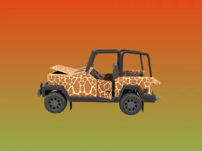 Safari Jeep Game asset Low-poly 3D model