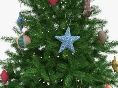 Christmas Tree with Bucket Low-poly 3D model