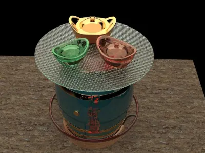 Chinese gold ingot 3D model 11