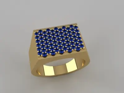 Rectangular Diamond Ring Size 11 Gold Silver Luxury Jewelry 3D print model