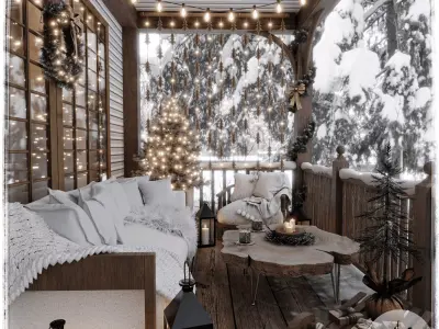 Christmas Home - Porch Blender Scene 3D model