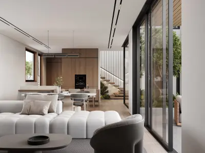 AR-24092 Cozy Space - Living room-Kitchen-Hallway 3D Scene 3D model