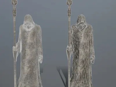 statue with spear Low-poly 3D model