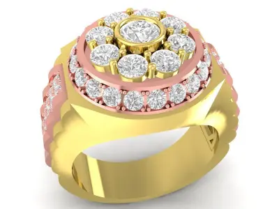 Luxury Multi Layer Halo Diamond Men Ring  3398 3D print model