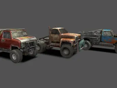 Derby trucks pack Low-poly 3D model