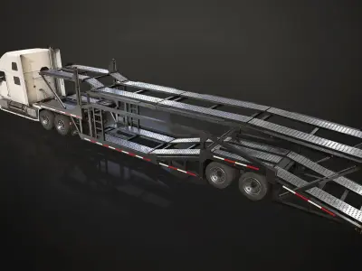 Semi Truck Car Carrier Trailer Low-poly 3D model