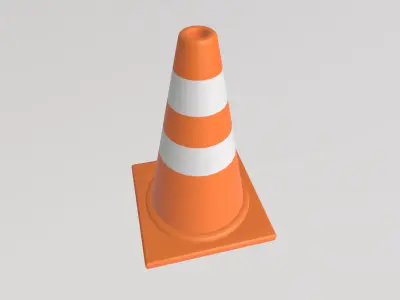 Stylized Low-Poly Triangle Traffic Cone Barrier Low-poly 3D model