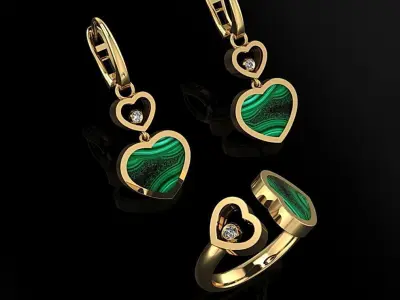 Chopard Ring and Earrings 3D print model