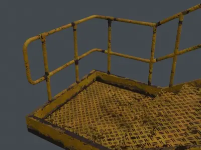 Modular Industrial Staircase Low-poly 3D model