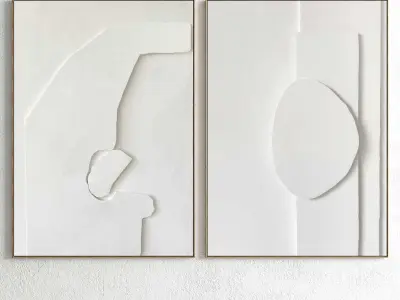 Plaster Two Photo Frame 99 Low-poly 3D model