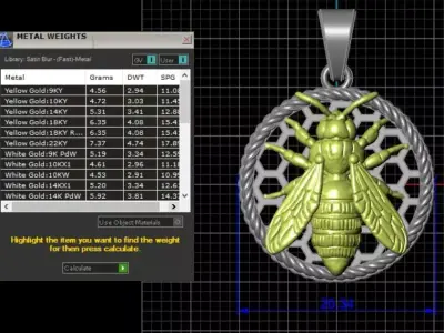 Bee Pendant Fusion 3D print model