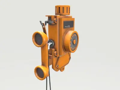 Old Yellow Phone Low-poly 3D model