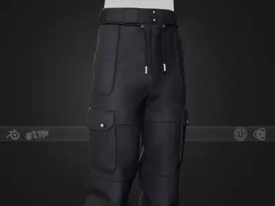 Black Snowboard Pants Style 2  Low-poly 3D model