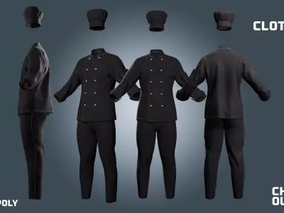 chef outfits - clothyfic  Low-poly 3D model