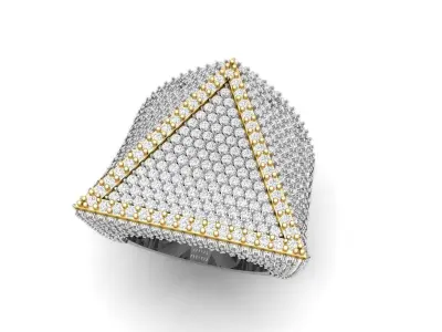 Triangular Pyramid Shape Champions Diamond Ring 02 3D print model