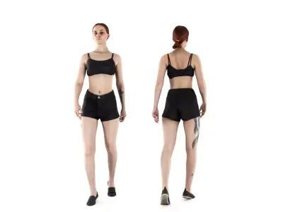 Sporty woman walking 48 Low-poly 3D model