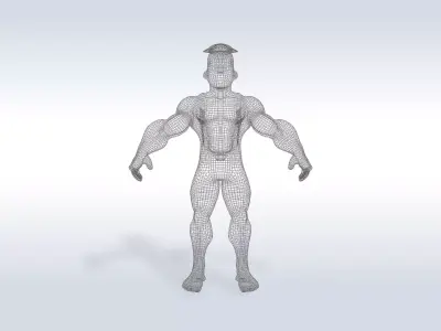 3D Cartoon character t pose muscle strong man sport gym 3D model