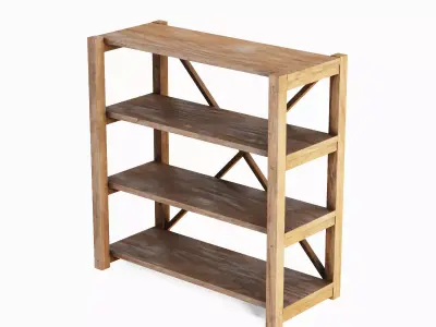 Wide Pottery Shelf 05 Low-poly 3D model