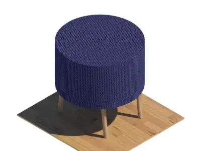Chair round stool - fabric 3D model