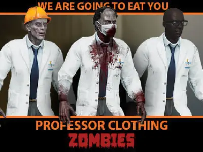 Zombie Professor Low-poly 3D model