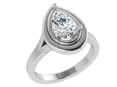 Pear Solitaire Ring 3864 3D print model